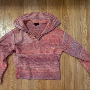 J. Crew Half Zip Pink Cowl Neck Sweater